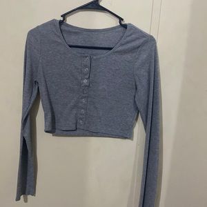 grey crop top long sleeve , size M